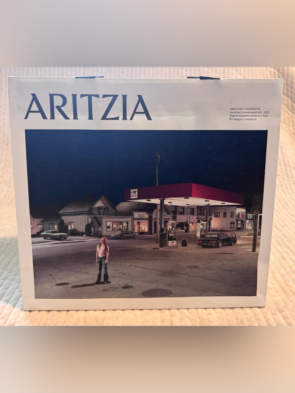 Aritzia Gregory Crewdson Art Shopping Gift Bag With Black Ribbon Handles